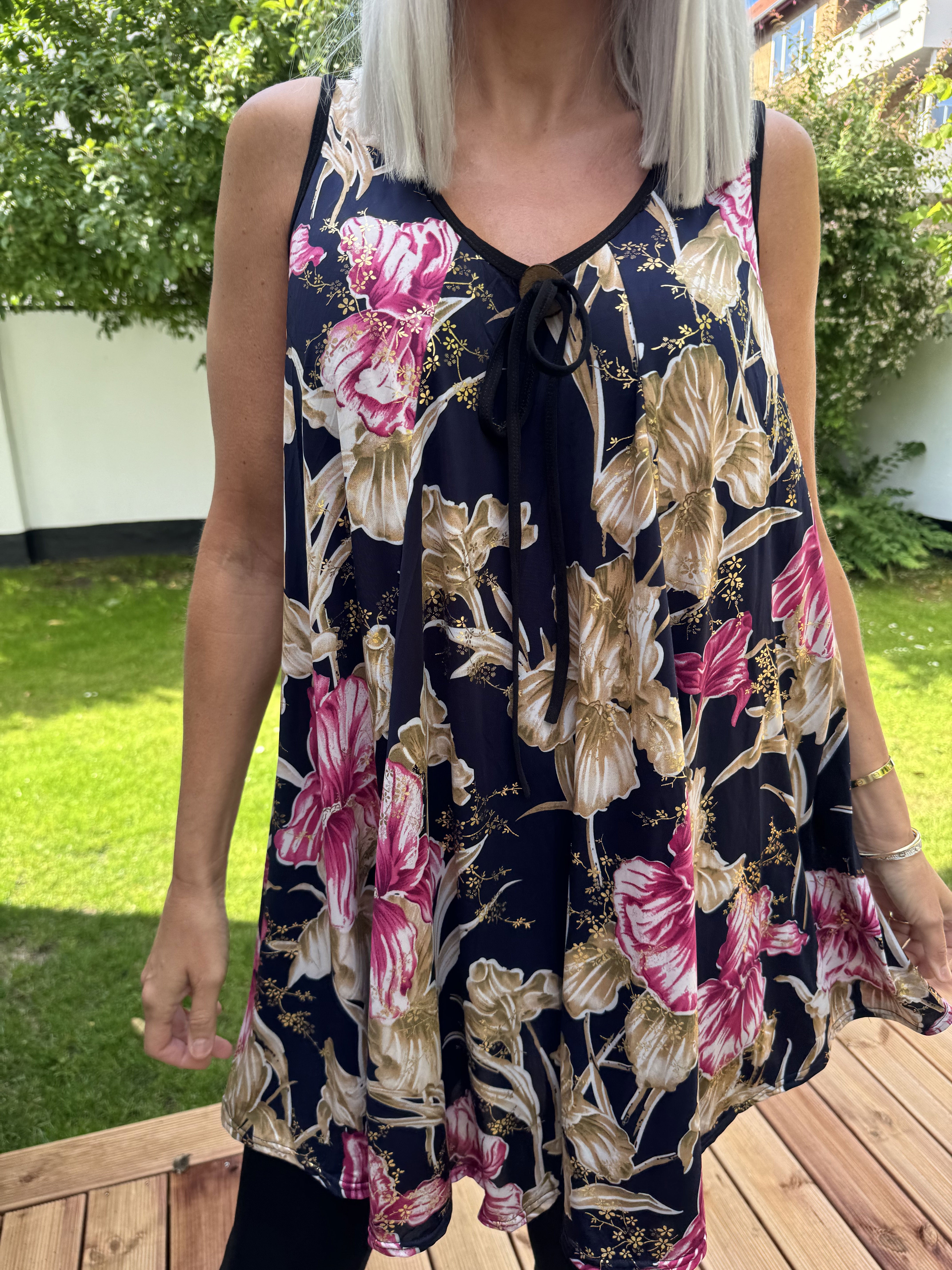 Palma Spring - Lang mønstret tunika i elastisk stof